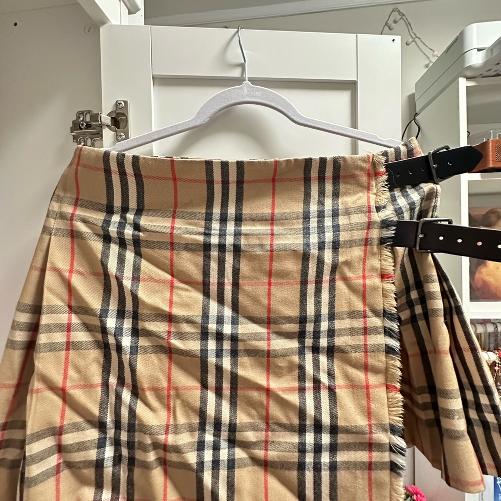 Burberry Tan Wool Wrap Skirt
